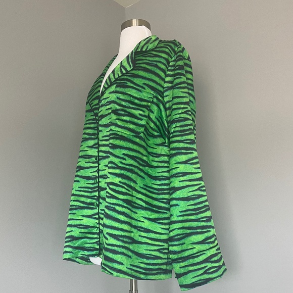 Savage x Fenty Rhianna Animal Print Green Zebra Silky Pajama Blazer Top 2X - Picture 11 of 14